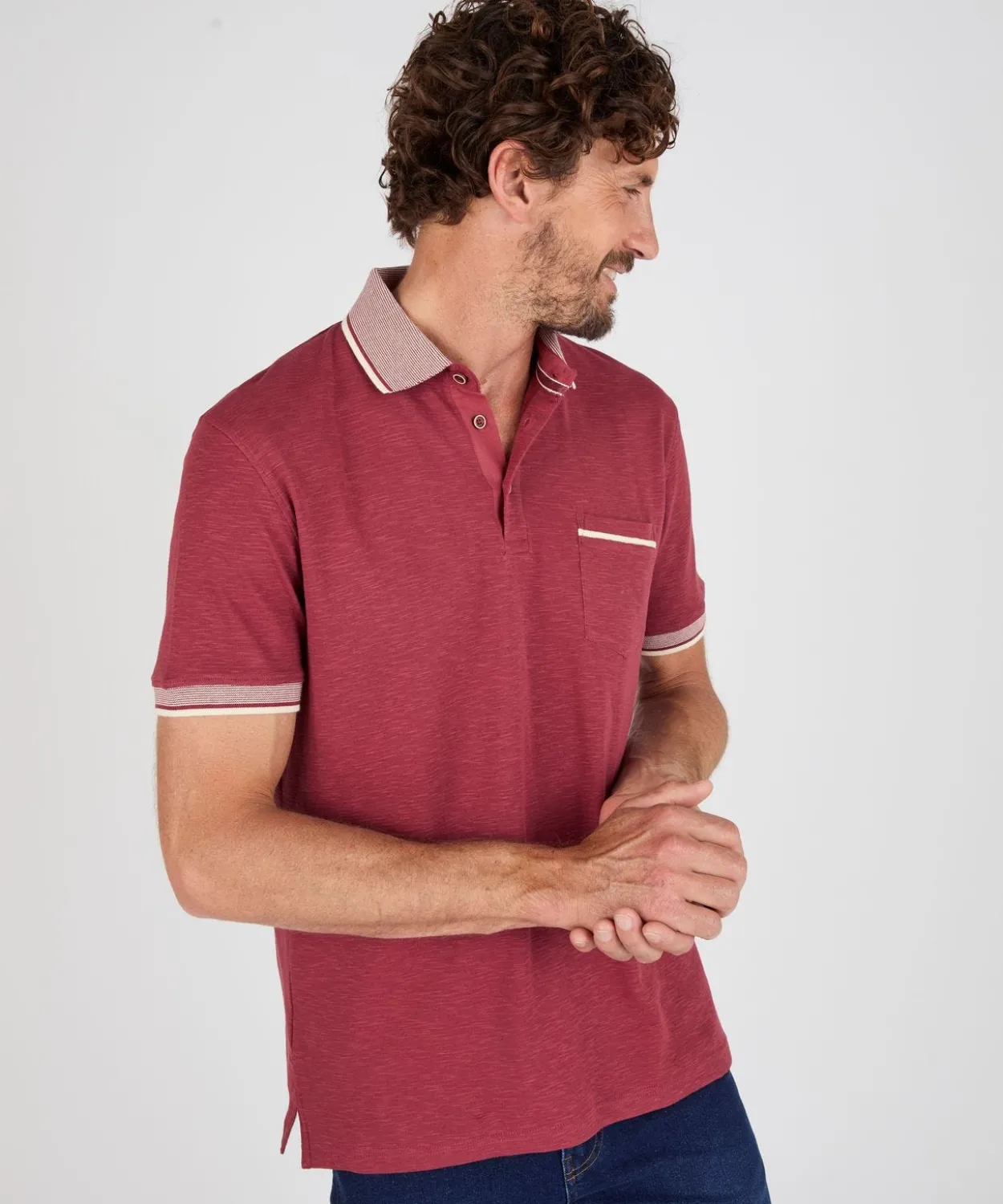 Polo manches courtes en maille reliefée