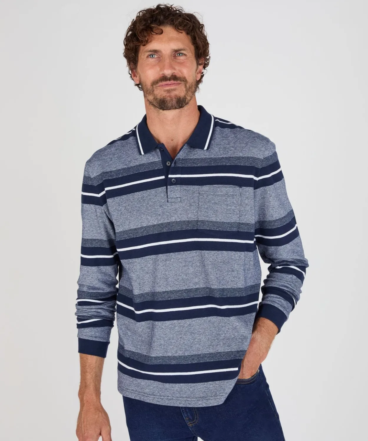 Polo manches longues en maille piquée