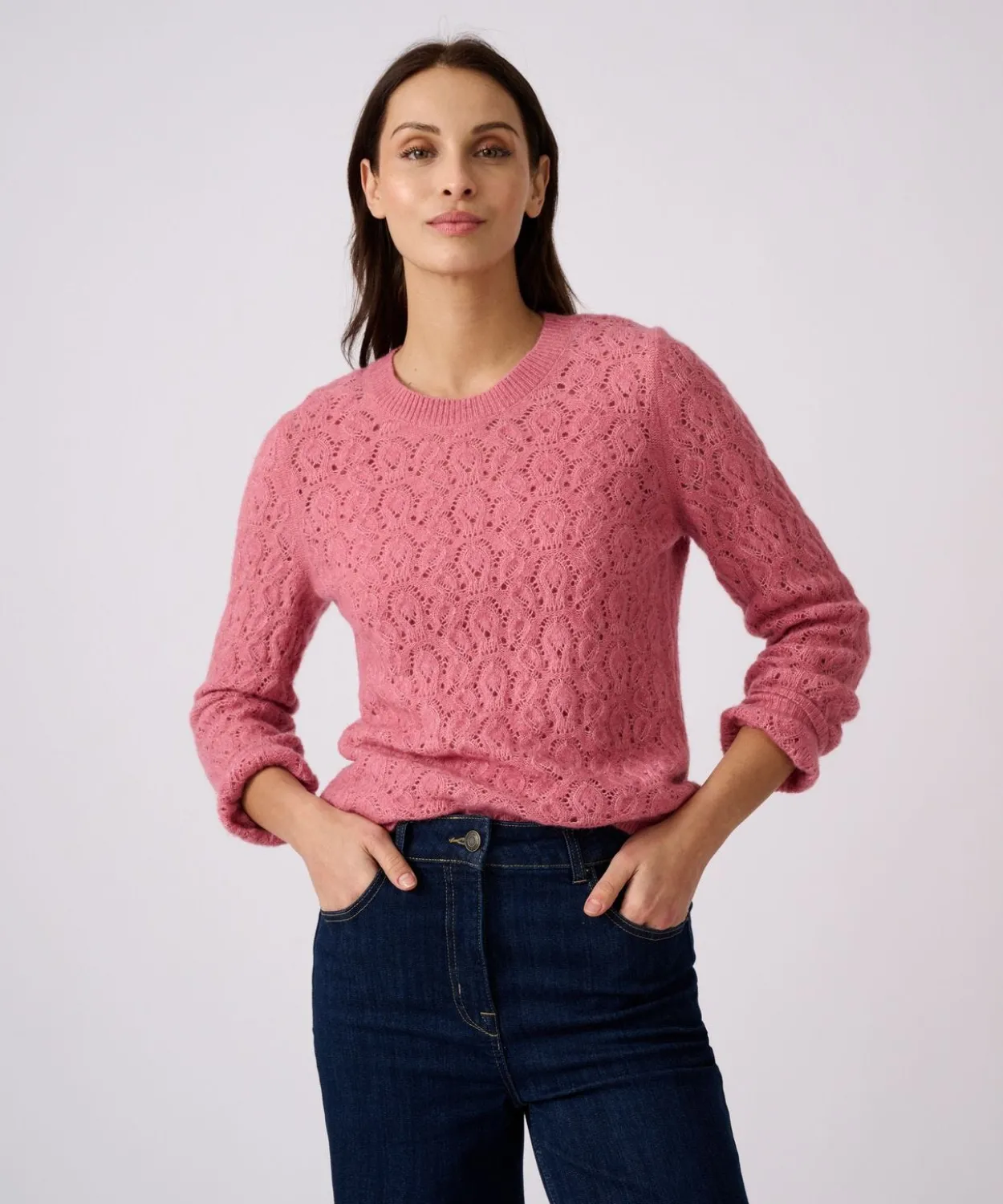 Pull ajouré mélange laine et alpaga