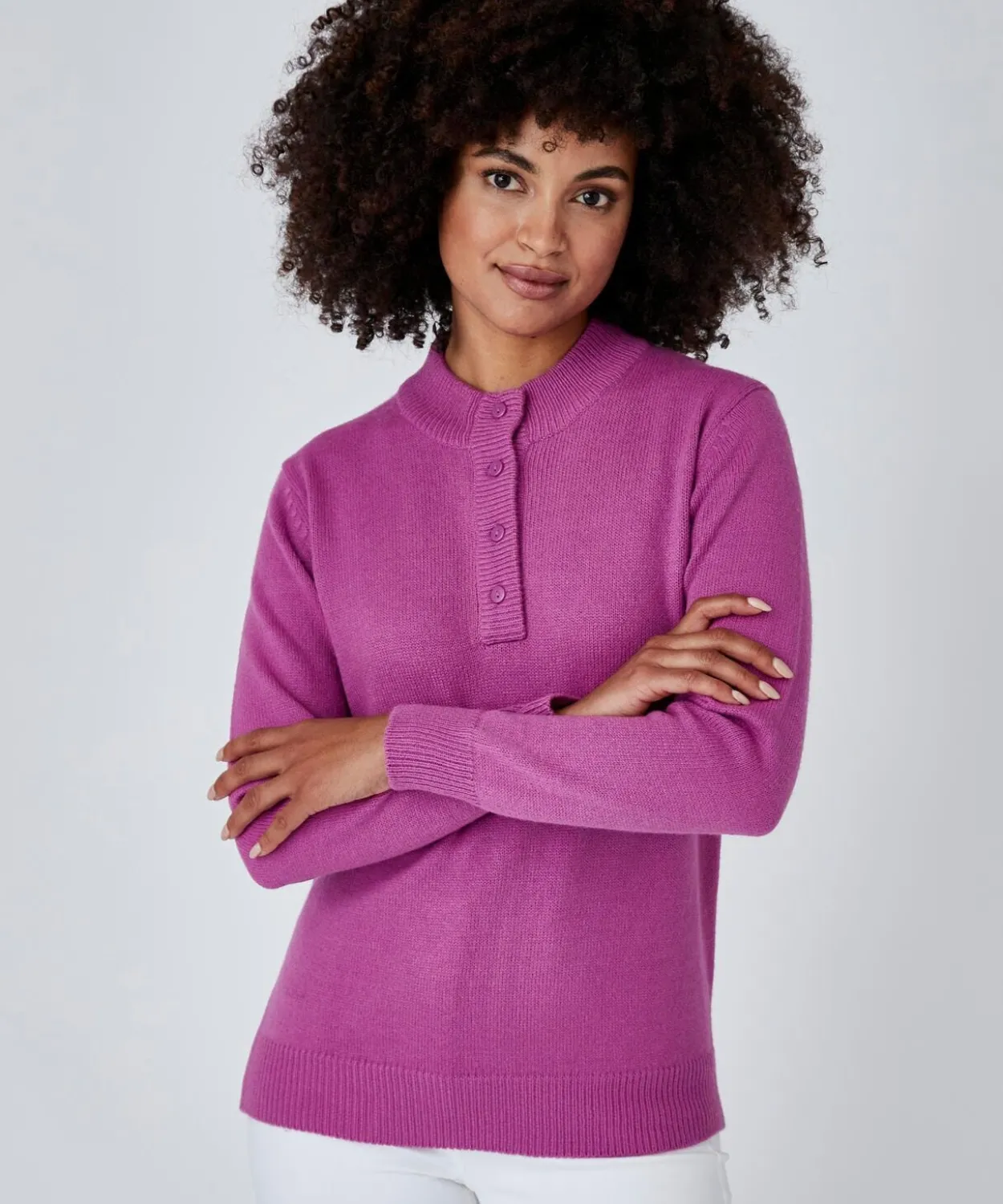 Pull col montant boutonné