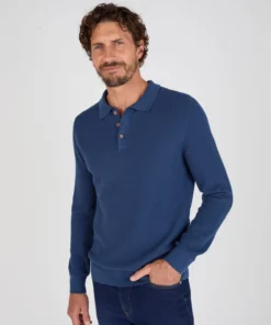 Pull col polo en maille fantaisie