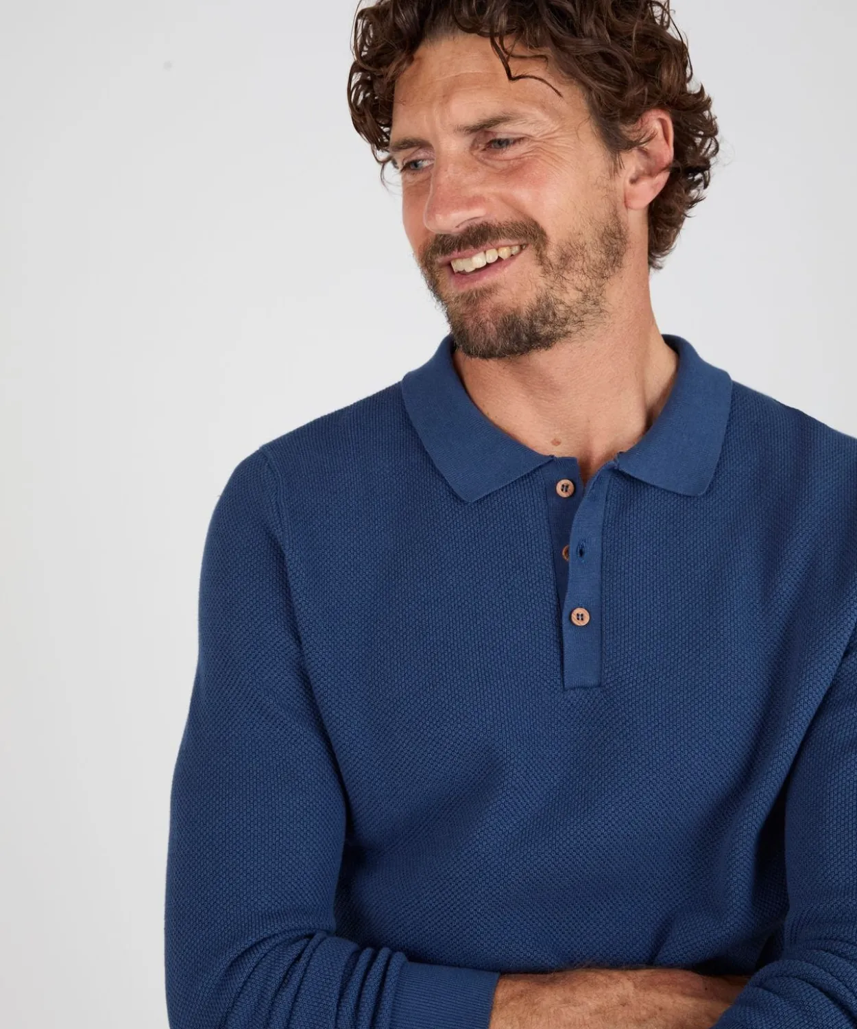 Pull col polo en maille fantaisie