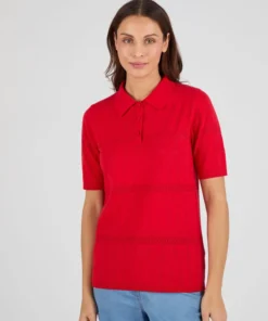 Pull col polo maille ajourée