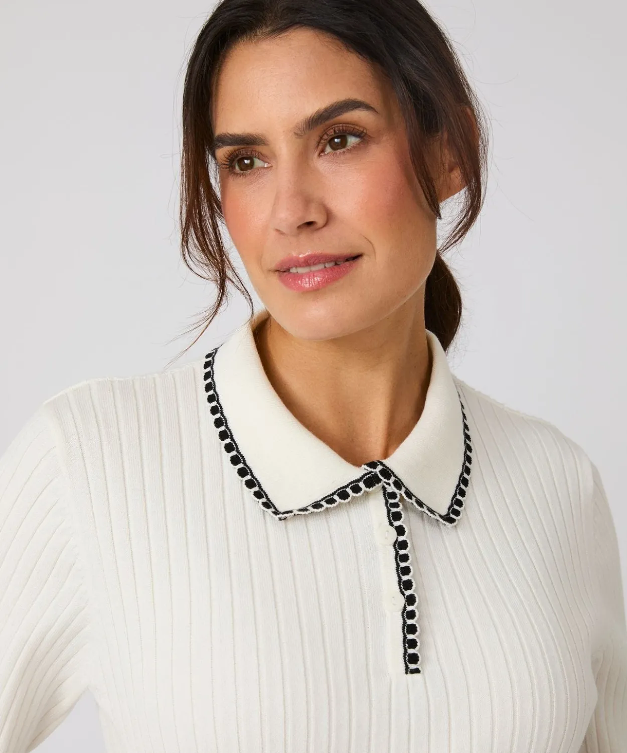 Pull col polo maille côtelée