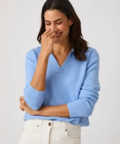 Pull col polo ouvert fantaisie côtelée