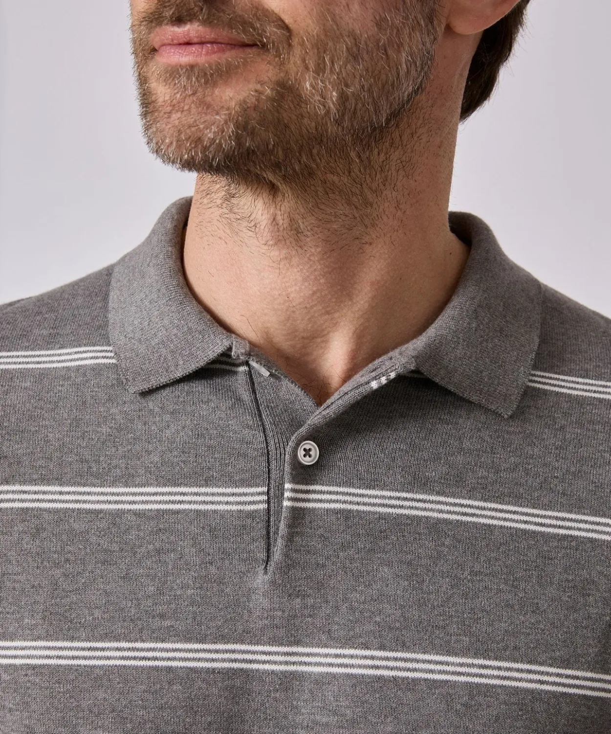 Pull col polo rayé