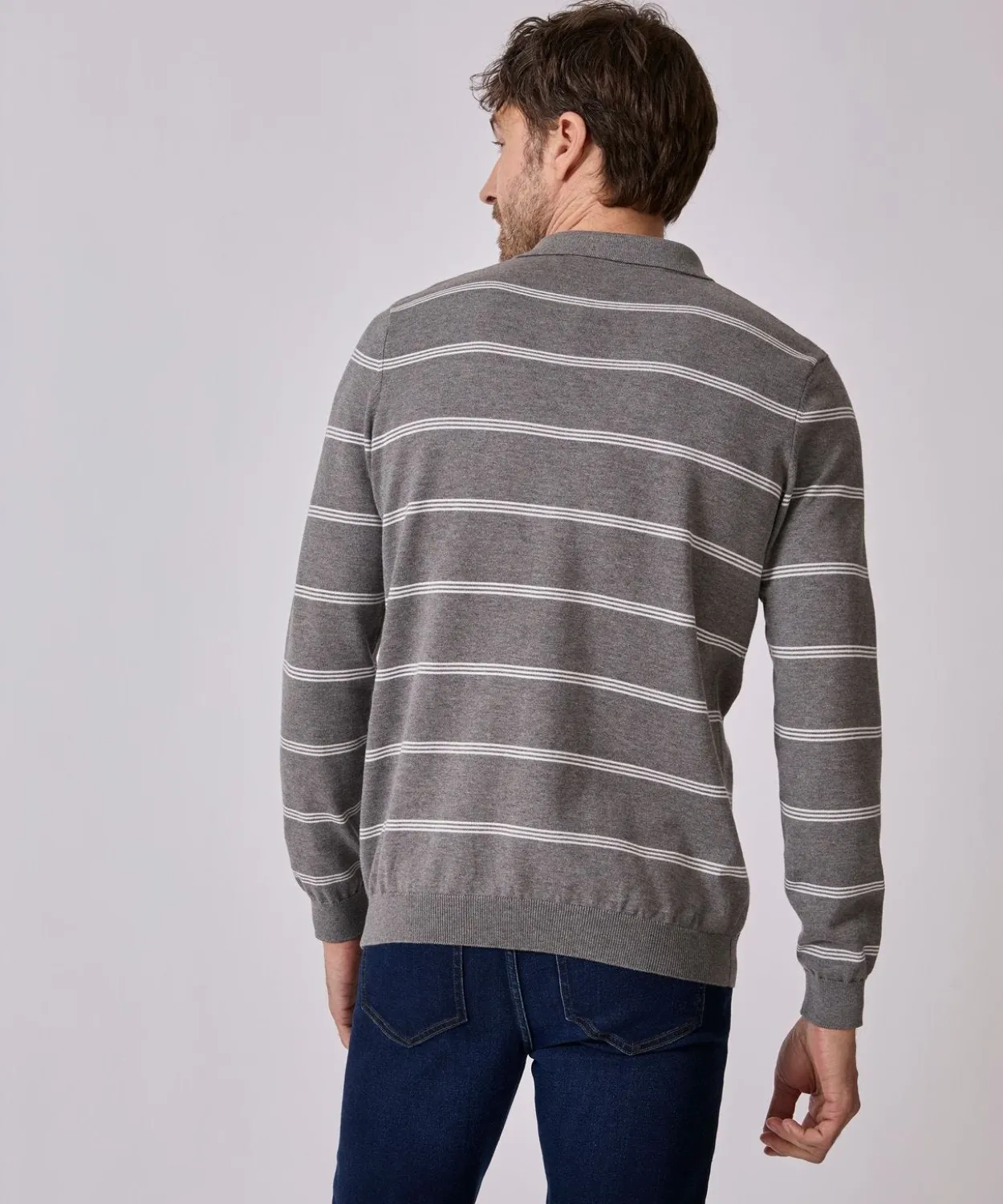 Pull col polo rayé