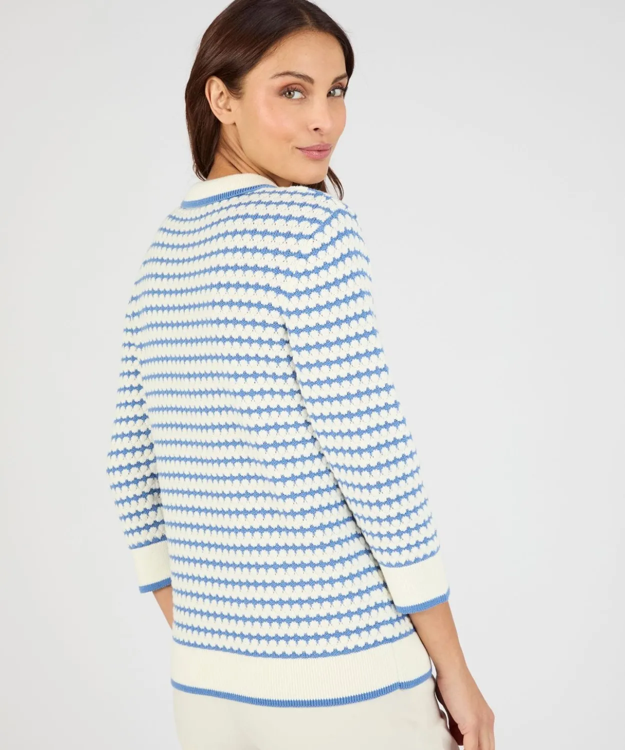 Pull col polo rayé