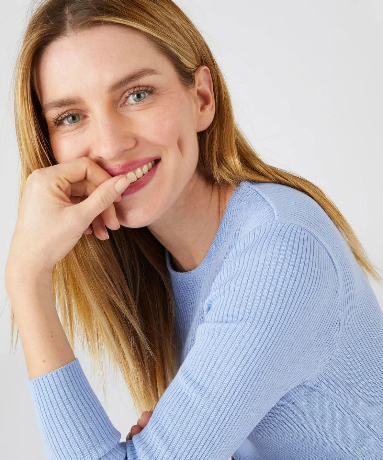 Pull col rond 50% laine mérinos, uni et rayé