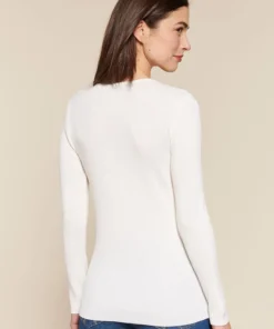 Pull col rond 50% laine mérinos, uni et rayé