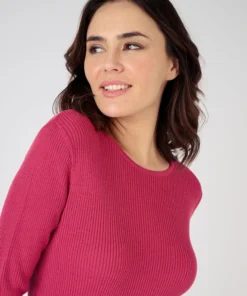 Pull col rond 50% laine mérinos, uni et rayé