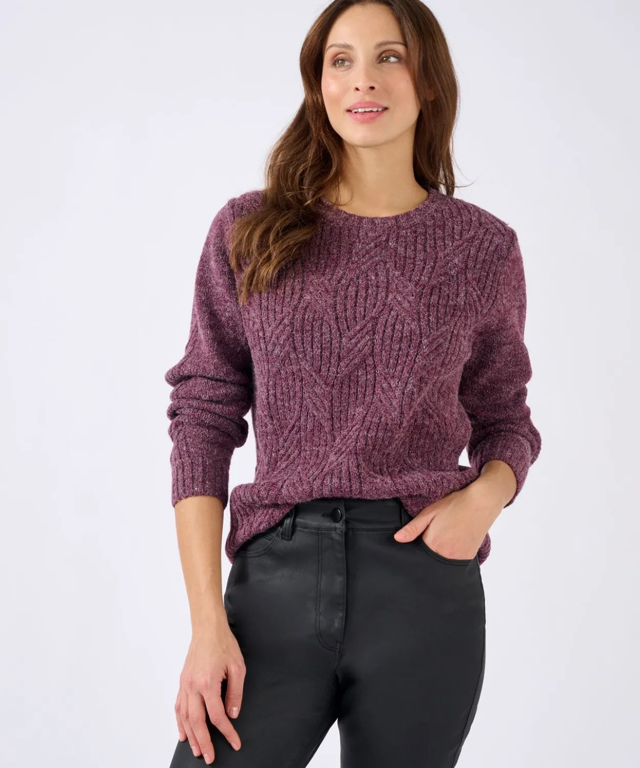 Pull col rond maille chinée Thermolactyl
