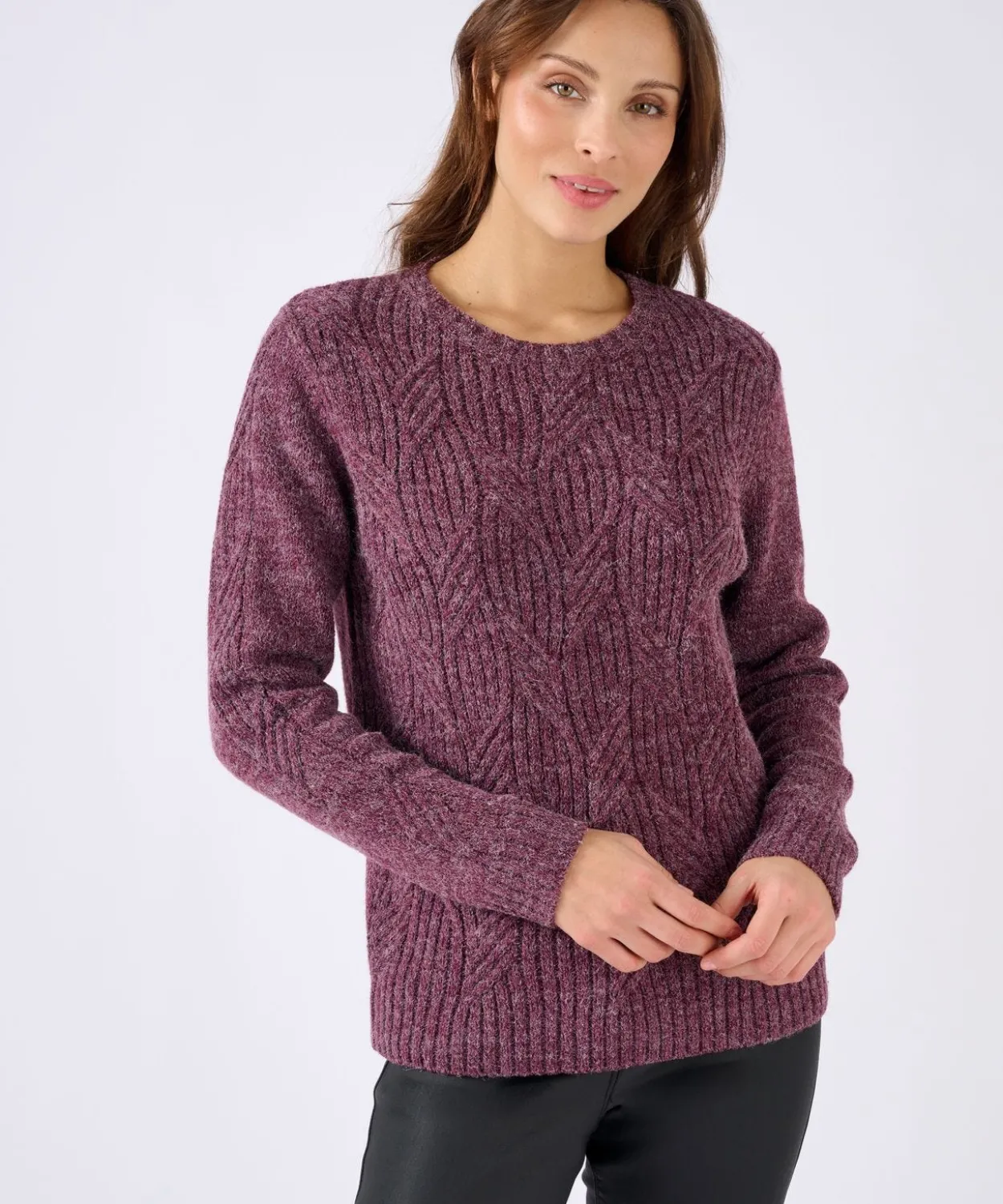 Pull col rond maille chinée Thermolactyl