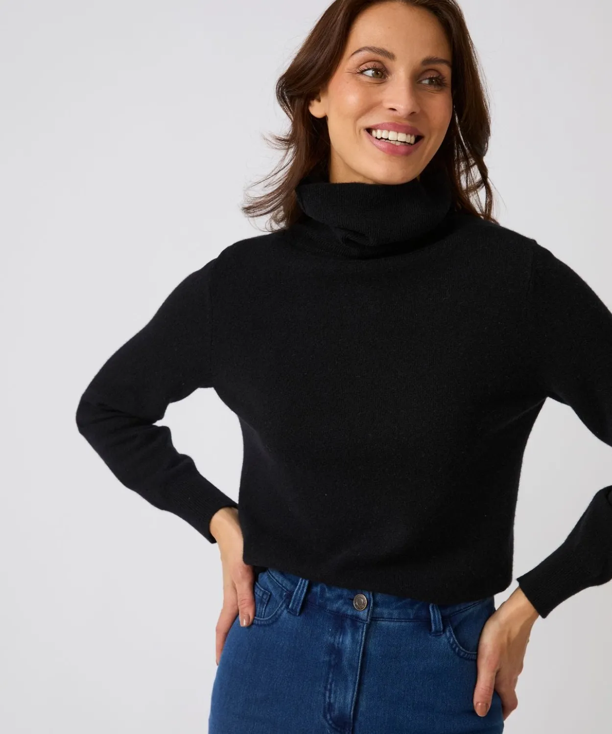 Pull col roulé pur cachemire