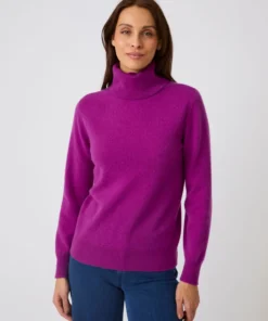 Pull col roulé pur cachemire