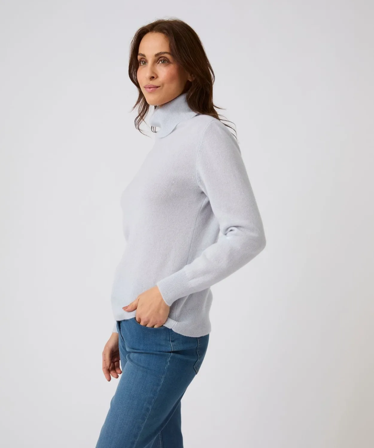 Pull col roulé pur cachemire