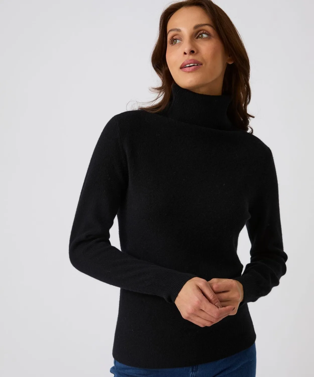 Pull col roulé pur cachemire