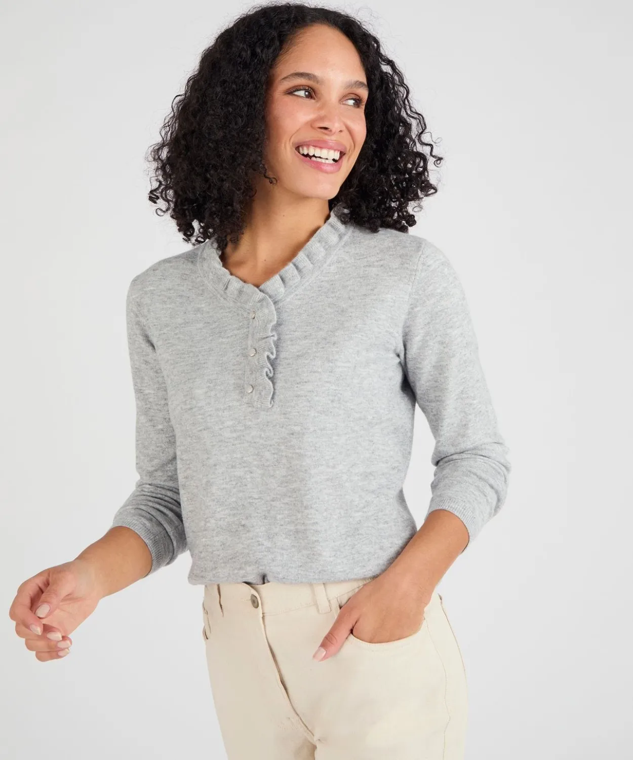 Pull col à volant mélange laine Thermolactyl