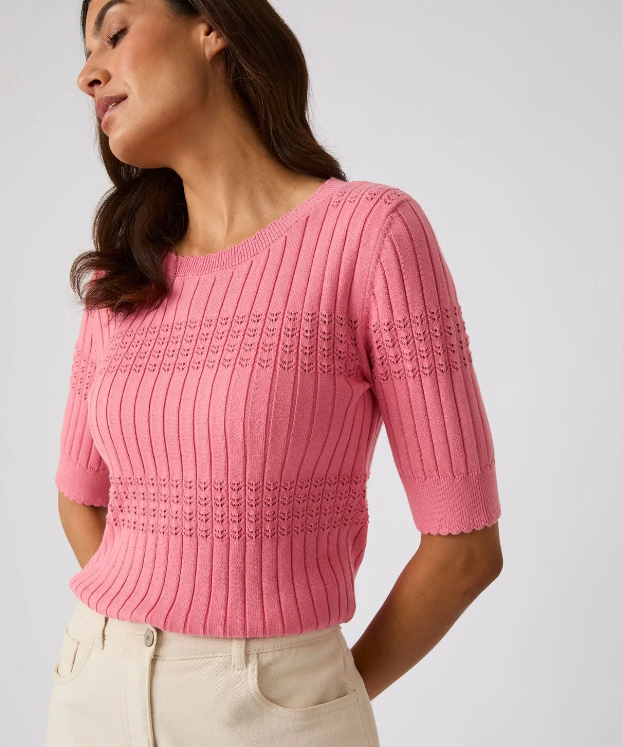 Pull à côtes ajourées