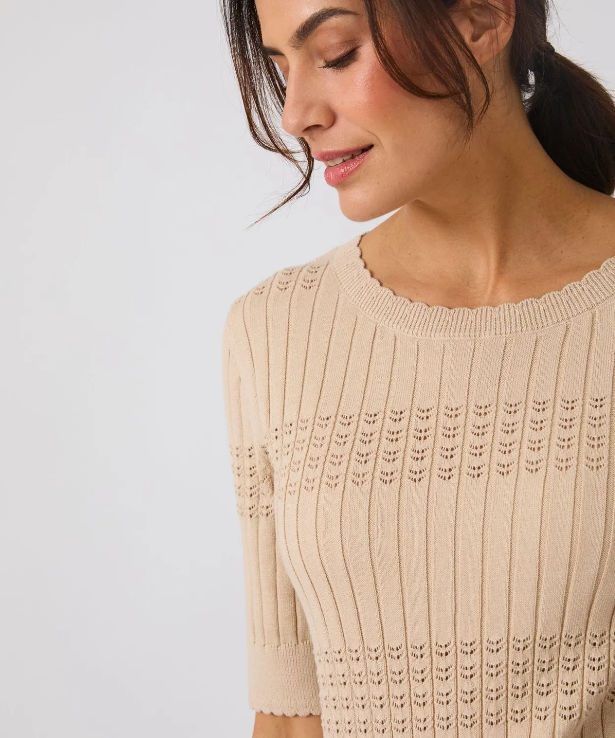 Pull à côtes ajourées