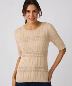 Pull à côtes ajourées