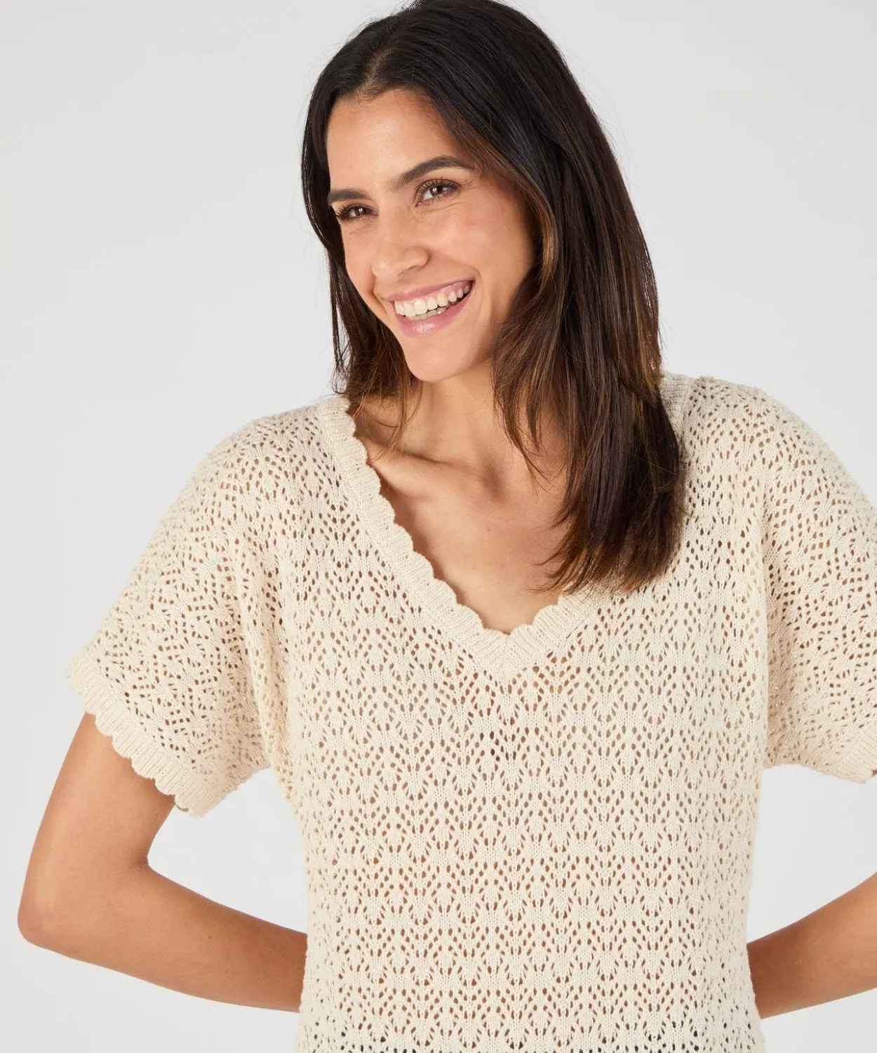 Pull en maille pointelle