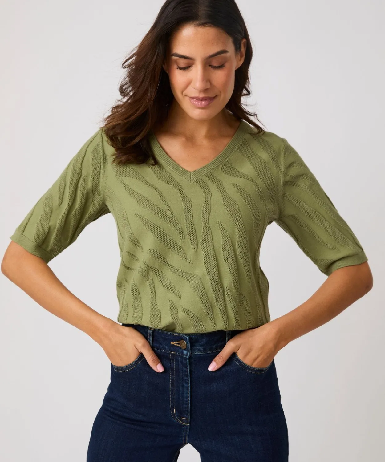 Pull jeu de maille motif zébré