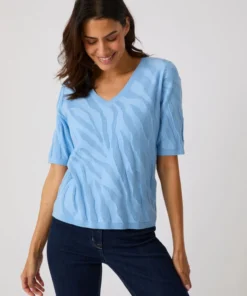 Pull jeu de maille motif zébré