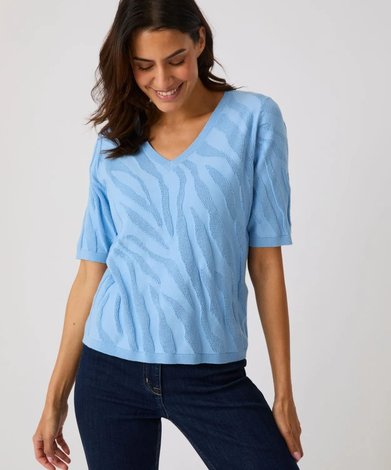 Pull jeu de maille motif zébré