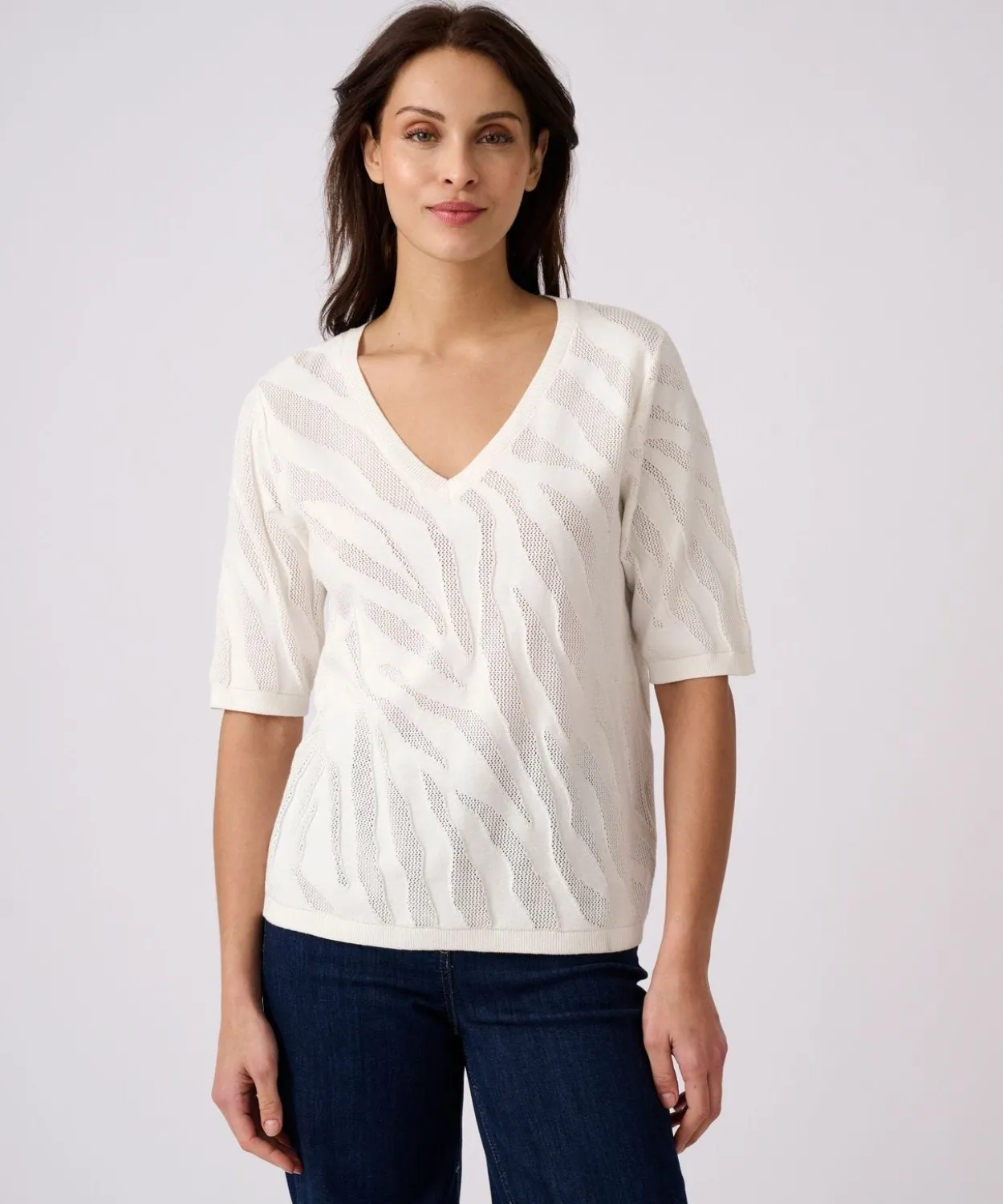 Pull jeu de maille motif zébré