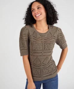 Pull maille ajourée effet crochet