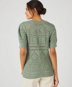Pull maille ajourée effet crochet