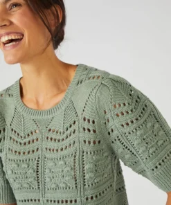Pull maille ajourée effet crochet