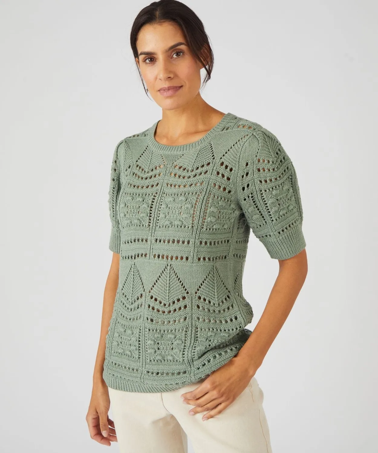Pull maille ajourée effet crochet