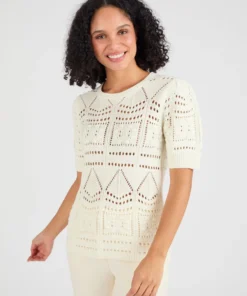 Pull maille ajourée effet crochet
