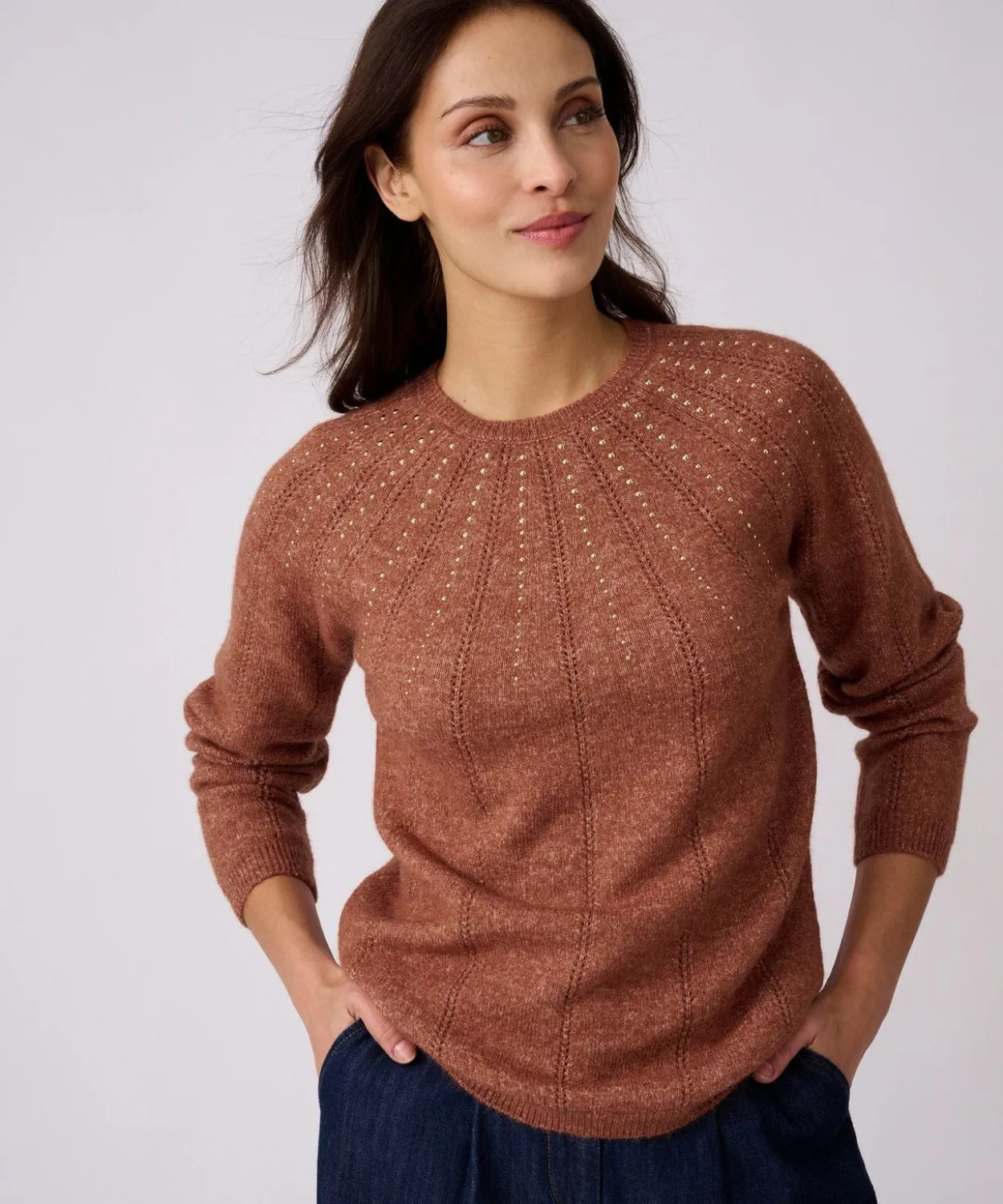 Pull maille ajourée et strass Thermolactyl
