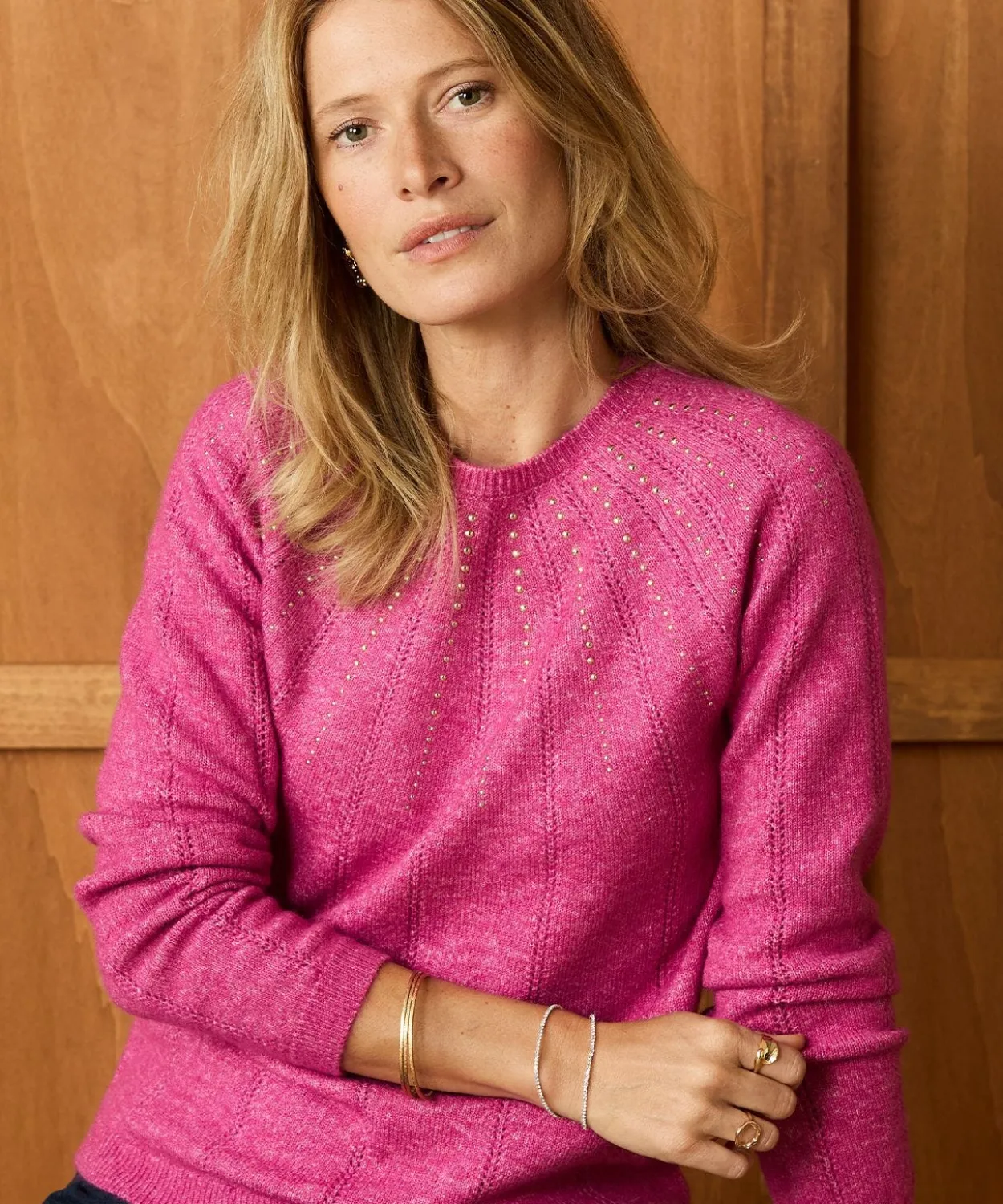Pull maille ajourée et strass Thermolactyl