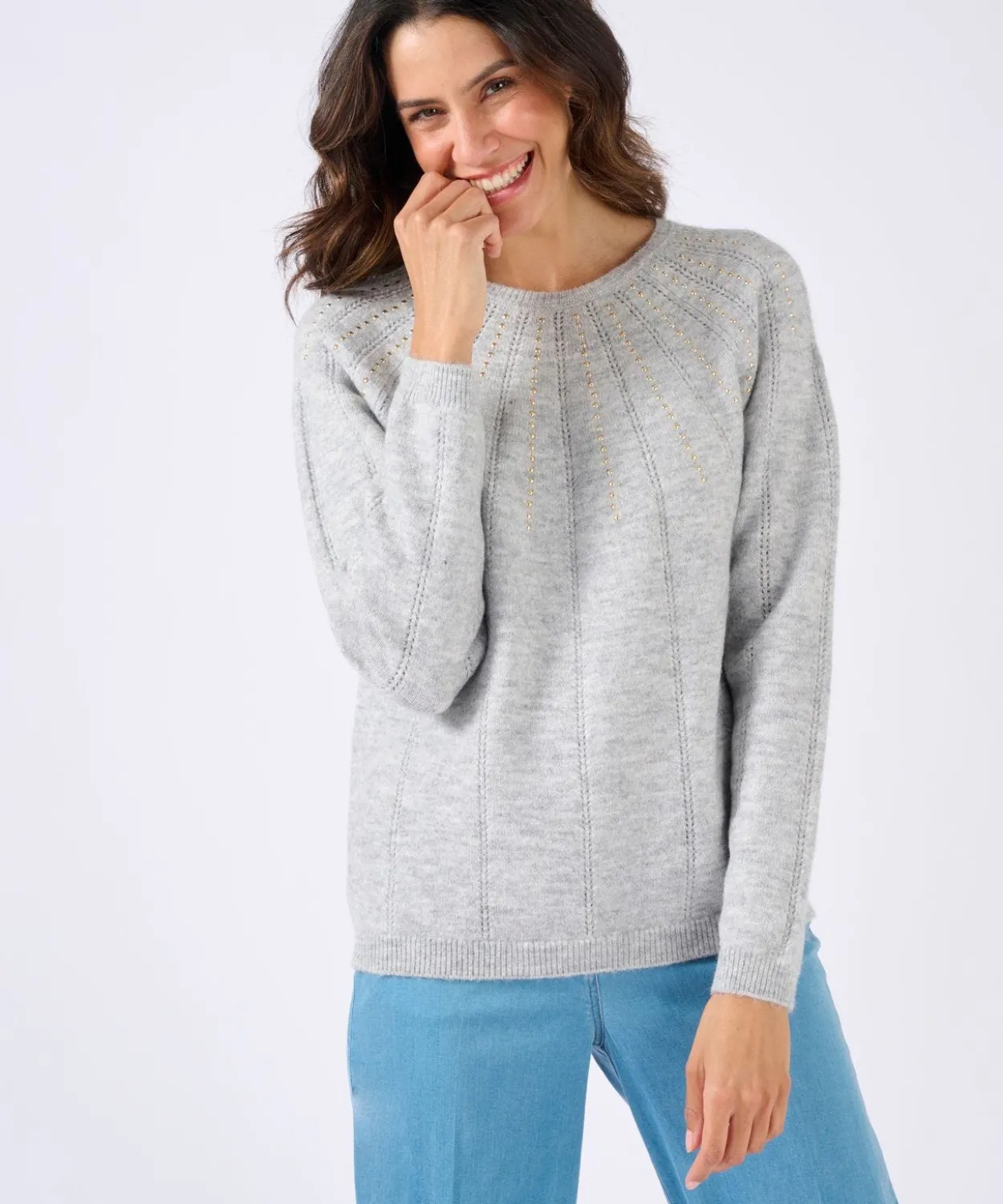 Pull maille ajourée et strass Thermolactyl