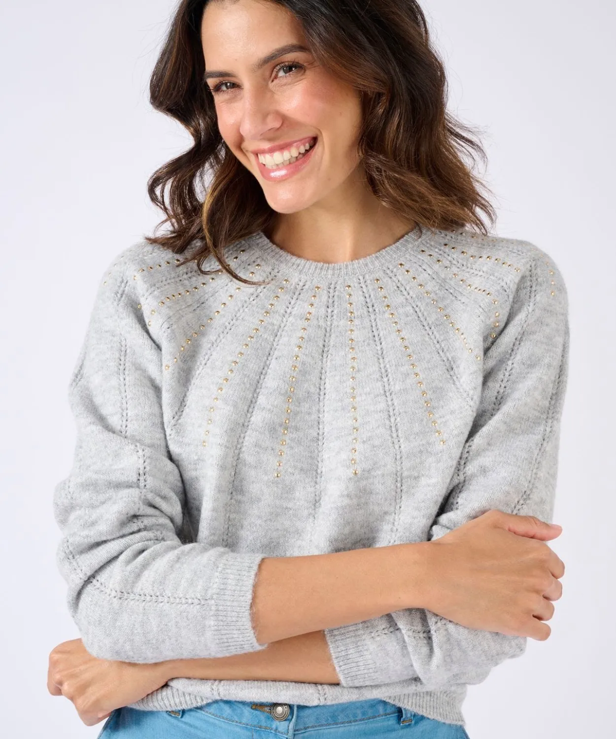 Pull maille ajourée et strass Thermolactyl