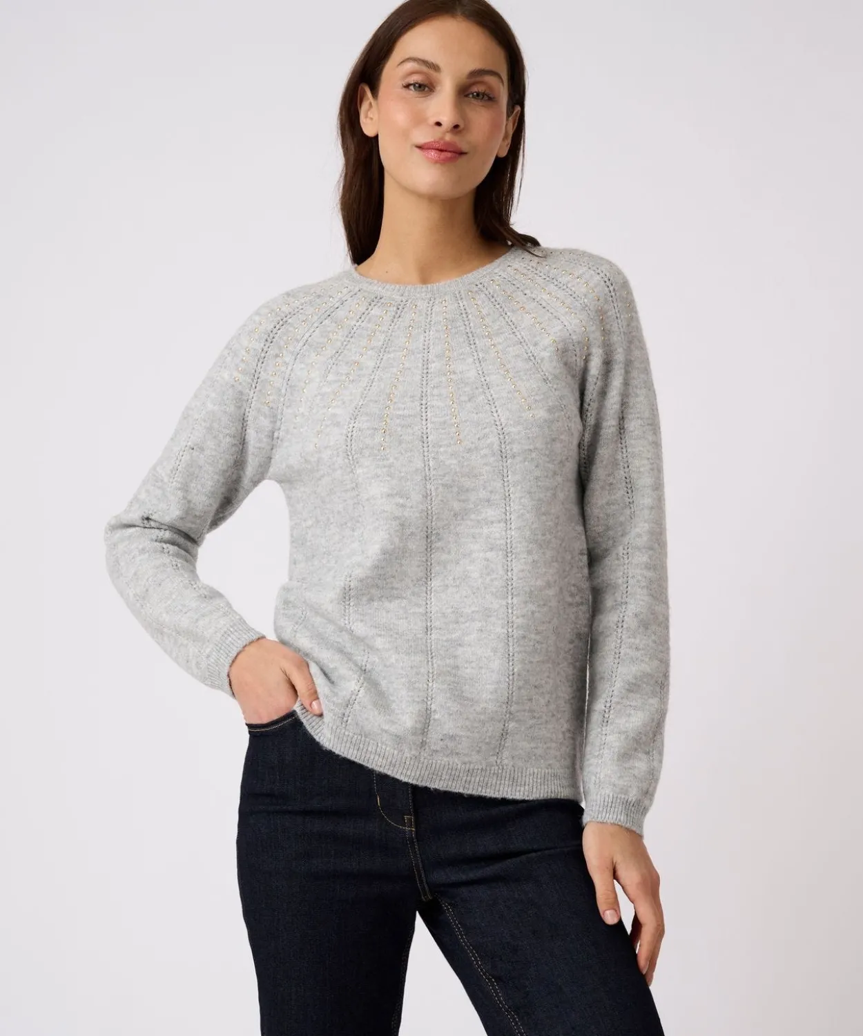 Pull maille ajourée et strass Thermolactyl