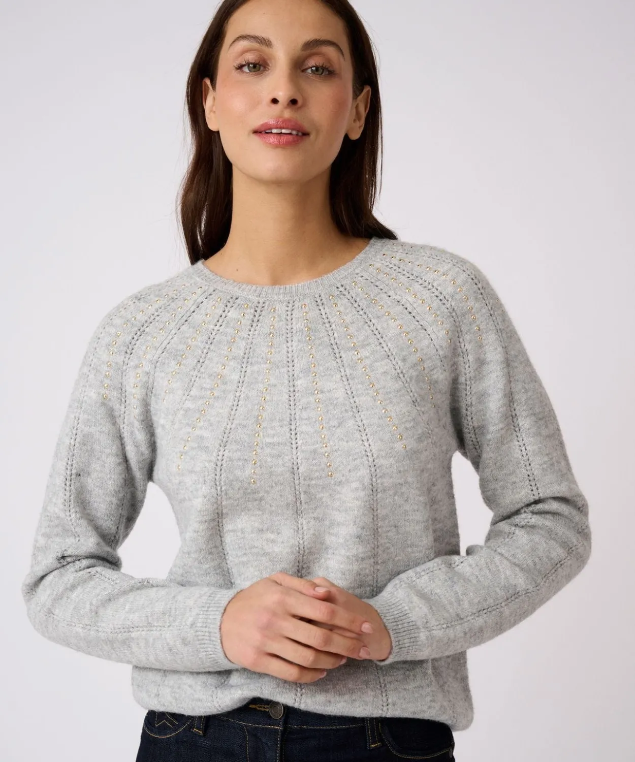 Pull maille ajourée et strass Thermolactyl