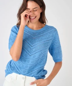Pull maille ajourée manches aux coudes