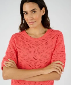Pull maille ajourée manches aux coudes