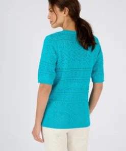 Pull maille ajourée manches aux coudes