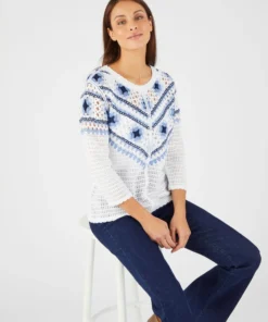 Pull maille crochet colorée