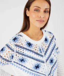 Pull maille crochet colorée