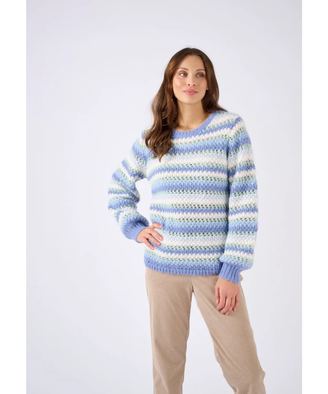 Pull manches ballon rayé