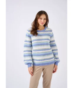 Pull manches ballon rayé