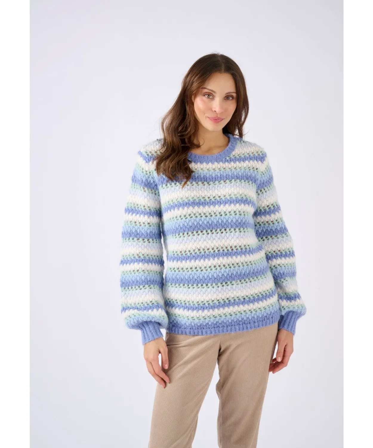 Pull manches ballon rayé
