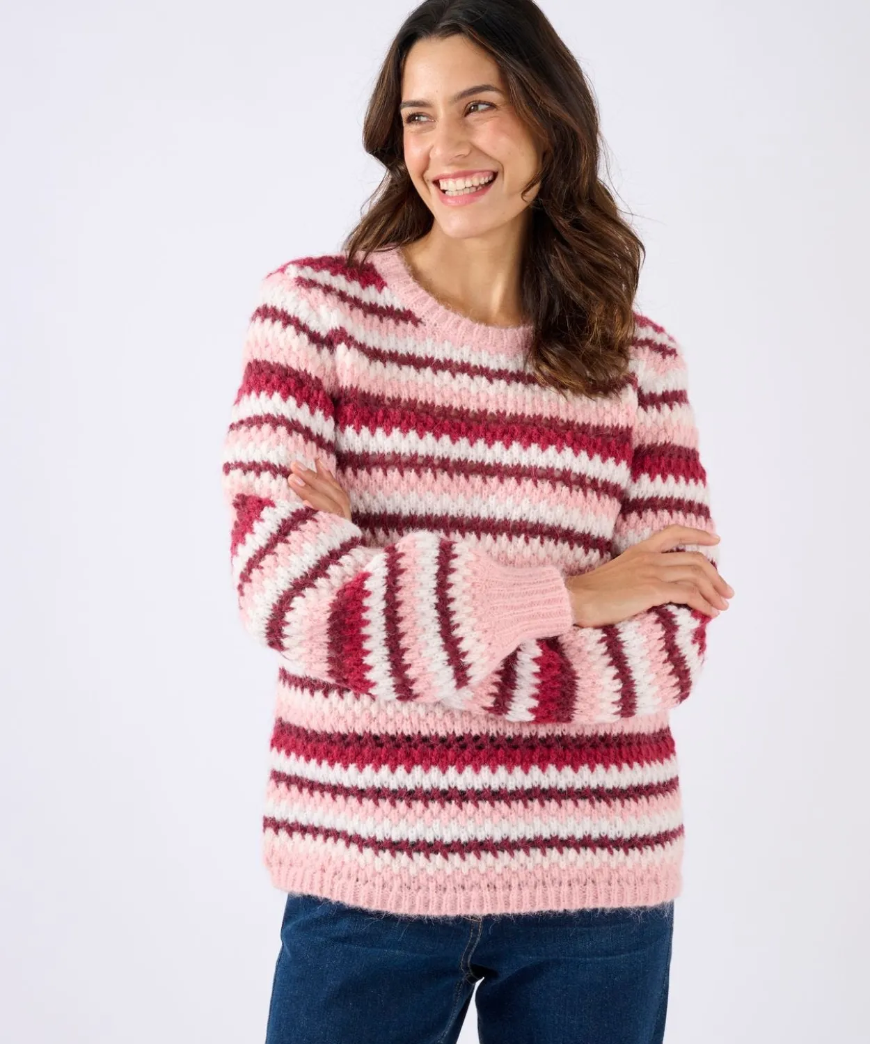 Pull manches ballon rayé